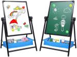 360° Rotating Magnetic Double Sided Dry Erase Board w/Chalkboard & 4/8pcs