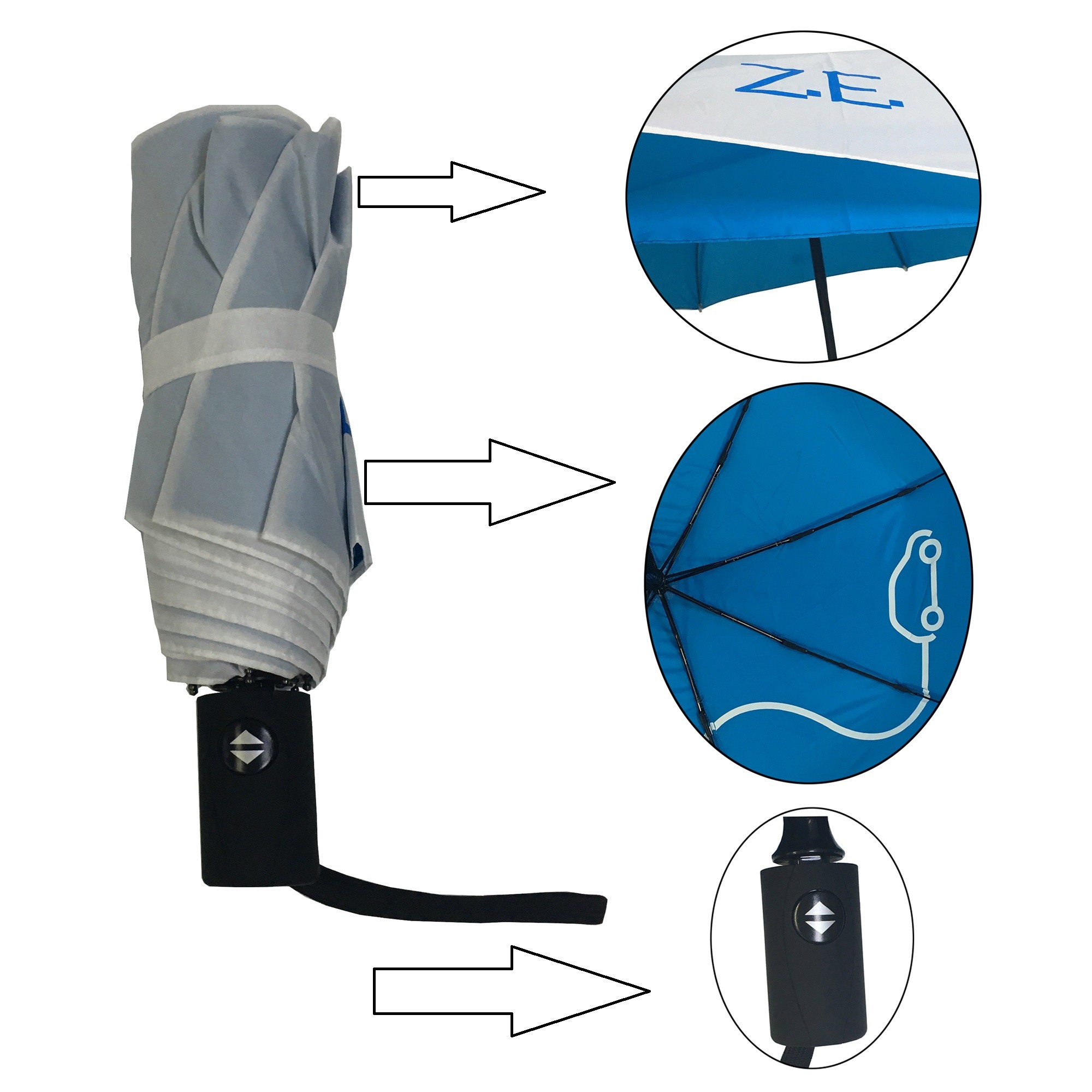 Auto Open Close 190T Pongee Two Layer Promotion Umbrella