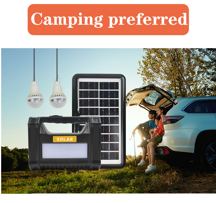 Multifunction Portable Mini Home Outdoor Led Camping Solar Searchlight Energy Lighting System Kit