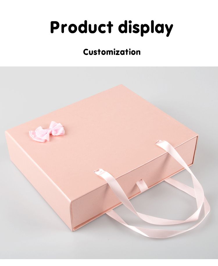 Drawer Type Storage Cardboard Box Luxury Jewelry Ribbon Bow Gift Box With Handle