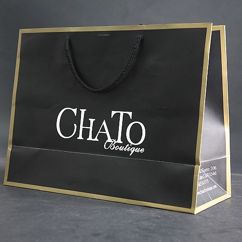 Custom logo printed luxury paper shopping bag, logo printed paper bag for promotion
