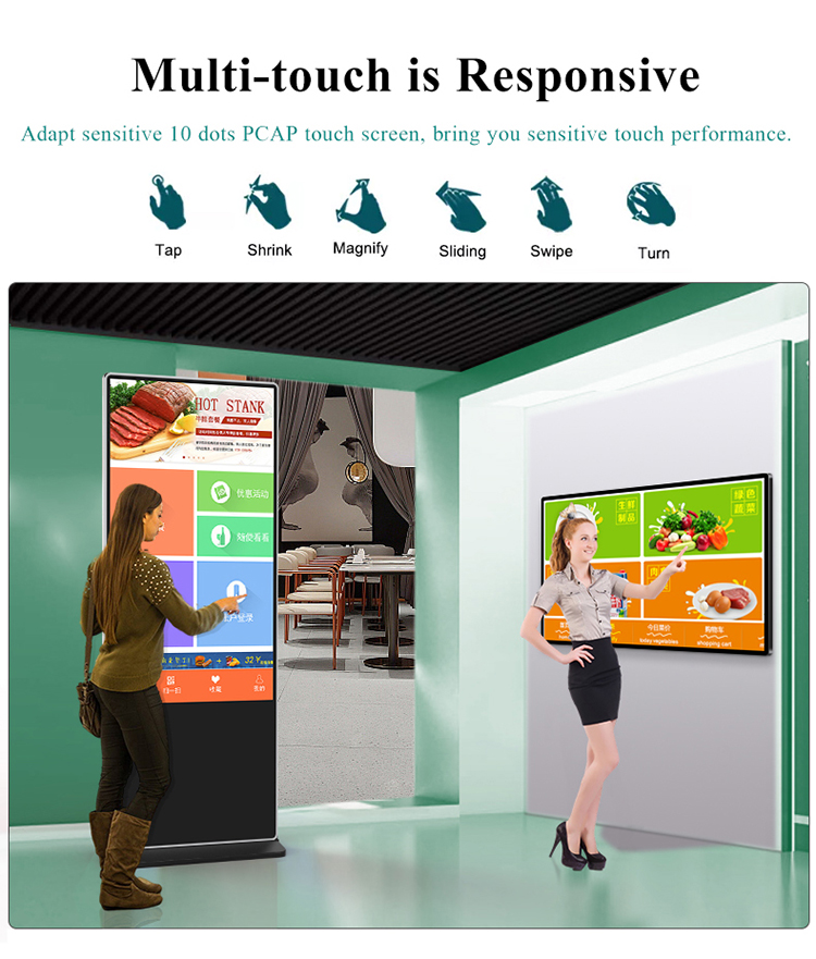 Alone Standing LCD Digital Signage Display 65 Inch 1920×1080 Resolution