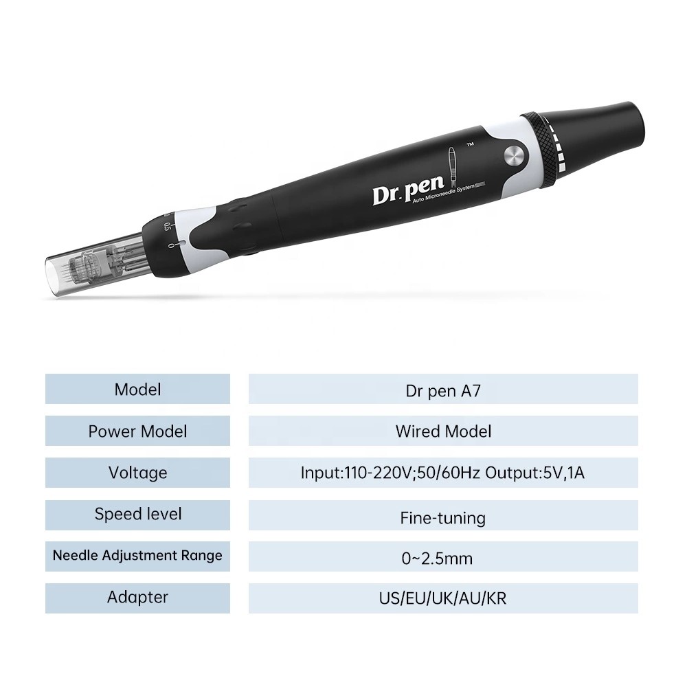 Dr. Pen A7 Derma Pen Facial Care Massager Auto Mcro Needle Cartridges Pen Wired Microneedling System