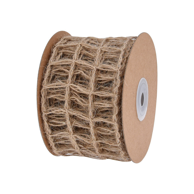 Hollowed Green Burlap Ribbon 63mm Burlap Fabric Ribbon ISO14001