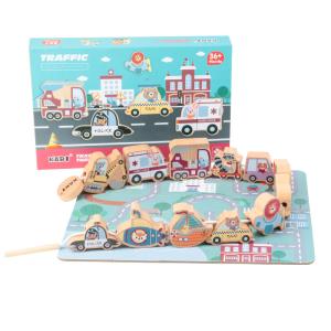 Quality Animals Wooden Cartoon Block Educational Traffic Cognition Training wholesale