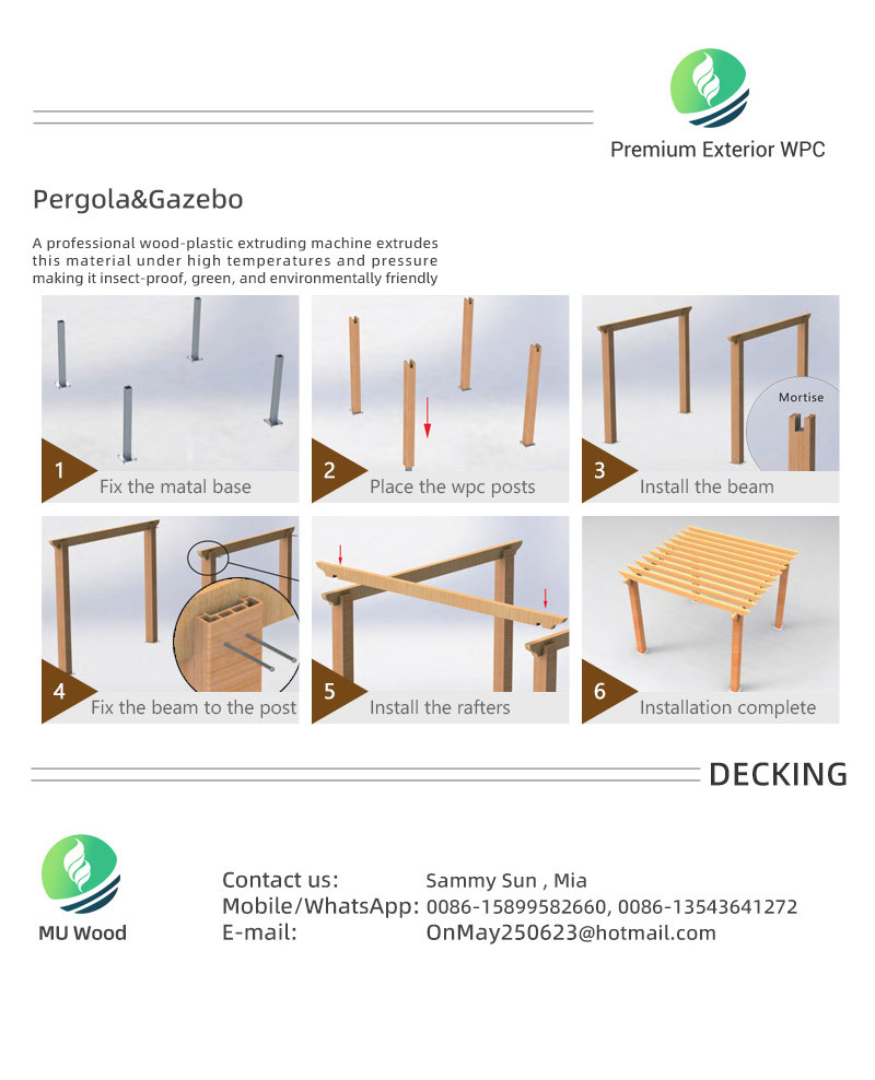 Customized Wood Plastic Composite Pergola WPC Low Maintenance