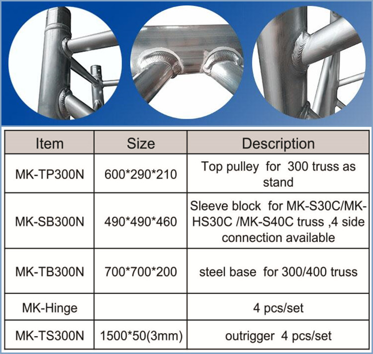 MK-TS300N Aluminium Truss System Stage with High Performing Hardness of 15-18 Degree