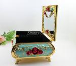 Shinny Gifts Jewelry Box Storage Organizer Case Ring Earring Necklace Mirror PU