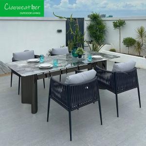 Quality Mail Packing Garden Furniture Aluminum Patio Dining Chair Set with Outdoor Wicker Rattan Table and 4 Chairs wholesale