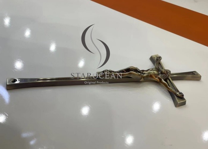 Customizable Antique Brass Metal Funeral Cross 39*15cm SGS Certified ZJ-01