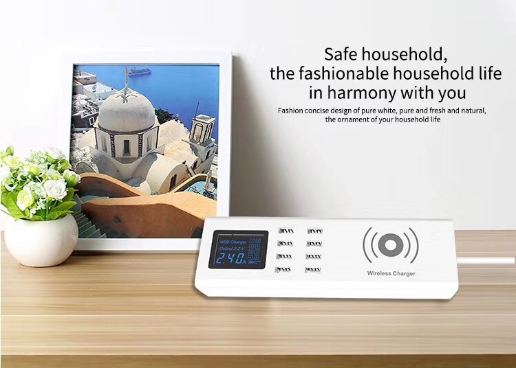 WIRELESS CHARGING USB SOCKET Qi Wireless Charger Charging Pad Universal USB Charger 8 Ports USB Socket for Smart Phone