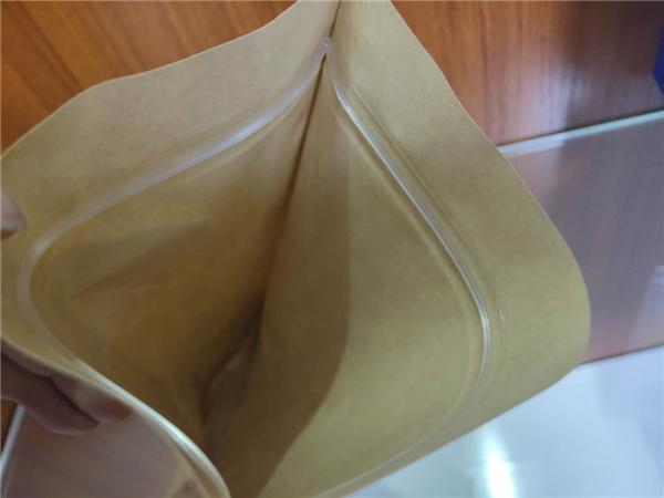 Food Packaging Kraft Paper Pouch , Kraft Stand Up Pouches Strong Sealing