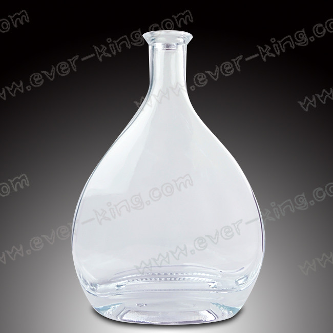 Oval Shape Clear 750ml Spirits Whiskey Glass Bottle
