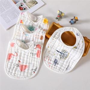 Quality Fine Wearable Muslin Baby Bibs Plain / Seersucker Style 6 Layers Quick Dry wholesale