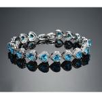 Fashion Platinum Plated Links Chain Heart Shape Blue Cubic Zirconia Tennis