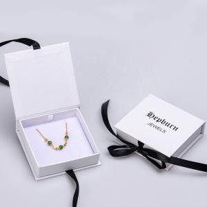 Quality Paperboard Packaging Gift Box Set 157g Necklace Bracelet Jewelry With Ribbon Closure wholesale