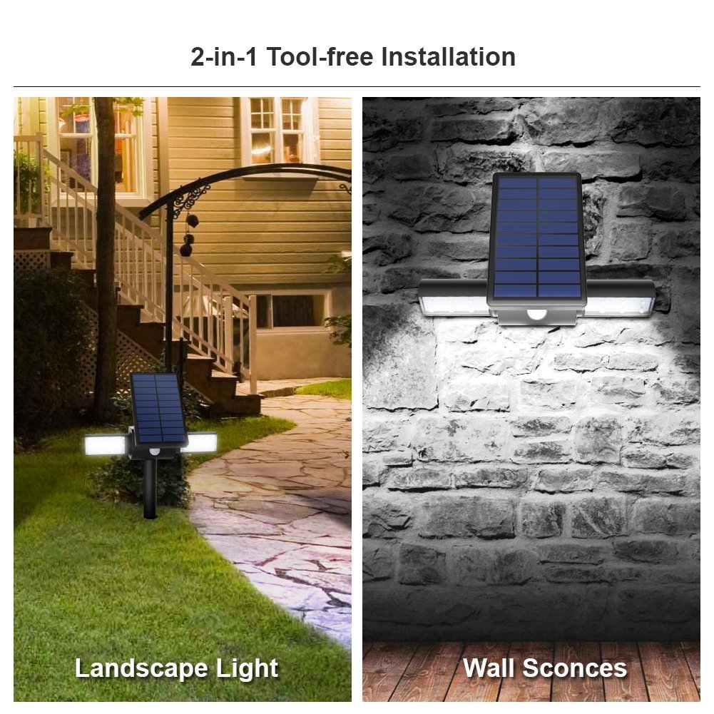 Solar Lights with Dual Head Waterproof Outdoor Landscape Lighting Garden Light