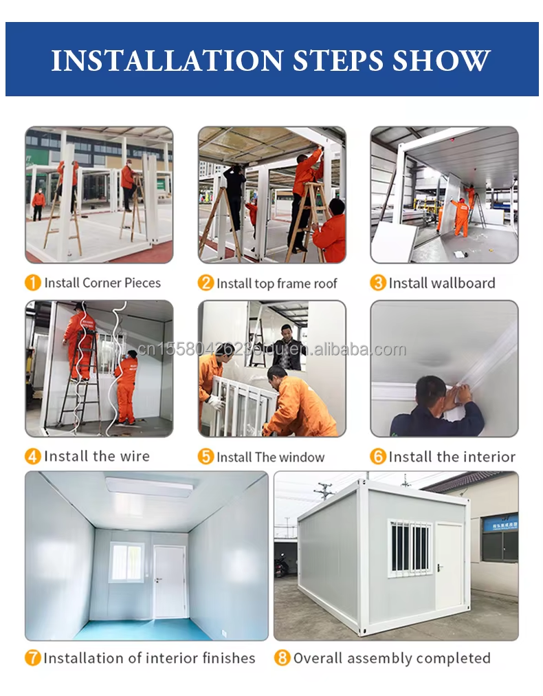 20ft/40ft Easy Move Prefabricated Flat Pack Container Wall 50/75/100mm Wave Sandwich Panel Portable Storage for Shop