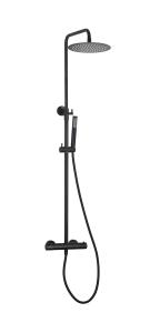 Quality Matt Black Brass Bath Shower Faucets Thermostatic Temperature Adjustable wholesale