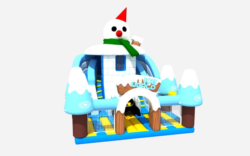 Commercial Grade Snowman Inflatable Bounce Slides 6x7.3x6.8m