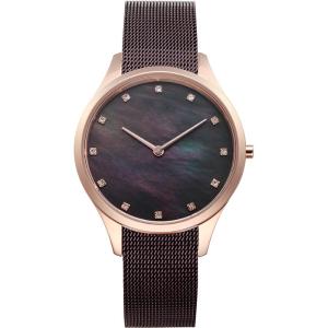 Quality Black Shell Diamond Face Watch , Diamond Wrist Watch With Mesh Strap wholesale