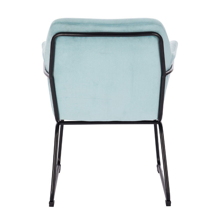 Blue Modern Accent Chairs Living Room With Lumbar Support And Black Steel Leg