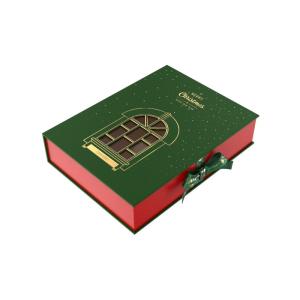 Quality Christmas Celebration Chocolate Gift Paper Rigid Clamshell Box Packaging Fancy Gold wholesale