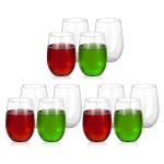 Shatterproof Plastic Stemless Wine Glasses 12Oz Dishwasher Safe