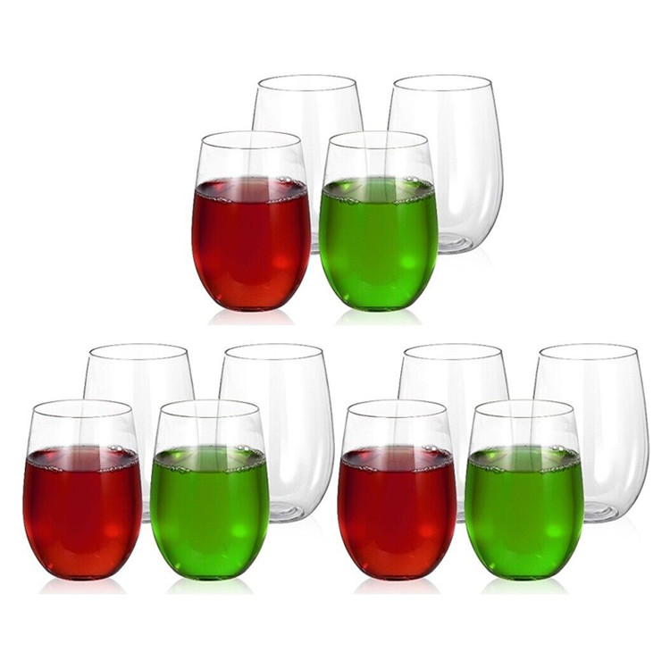 PET Tritan Stemless Reusable Plastic Wine Glasses Personalized Unbreakable
