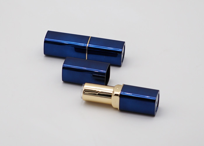 Shiny Blue Empty Lipstick Tube Hot Stamping Surface Treatment