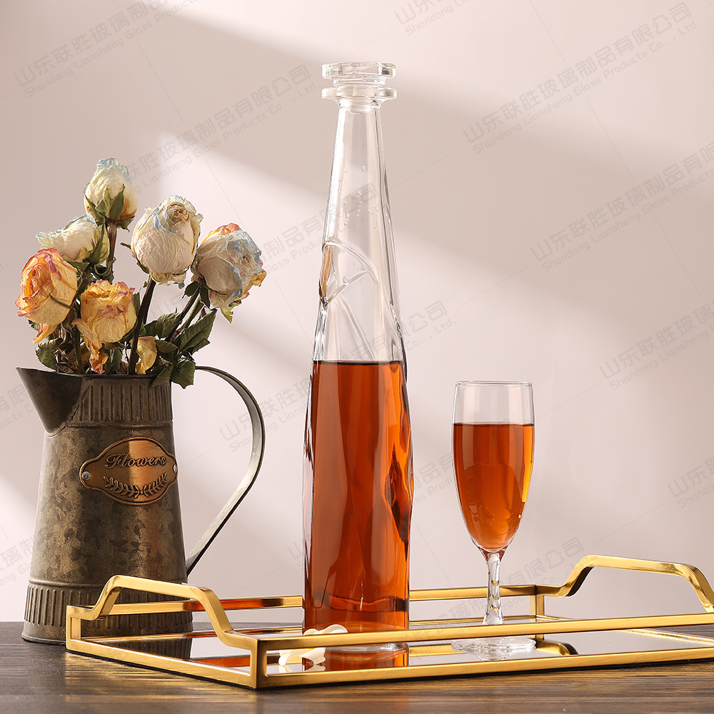 800ml 1000ml Glass Wine Bottle for Gin Vodka Rum Tequila Glass Collar and Body Material