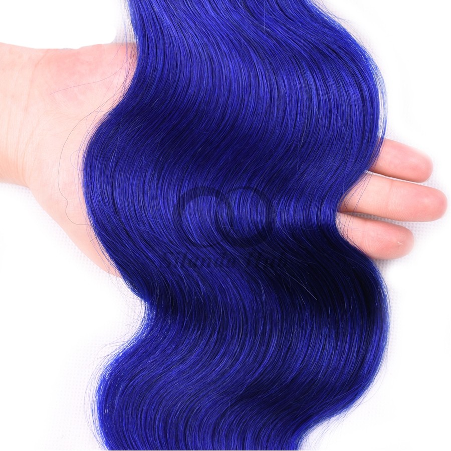 Blue Body Wave Remy Human Hair Bundles Sew In Weave Bundles Brazilian Bundle Deals