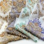 Modern Handmade Lace Fabric African Style 1 Yard Length Beaded Embroidery
