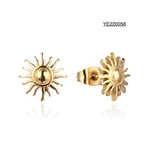 Quality Hypoallergenic Ancient Greek Sun Drop Earrings K Gold Stainless Steel Ear Studs wholesale
