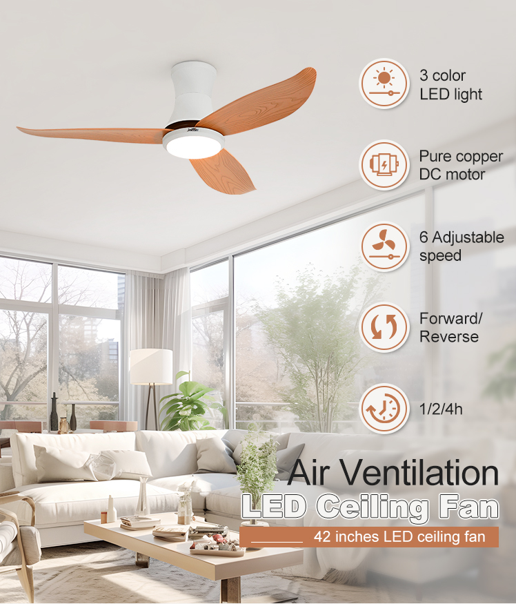 Smart Home High Speed ABS Ceiling Fan with 6 Speed Choice Remote Control Color LED