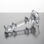 Clear Color Glass Candle Holder Machine Pressed 23cm Tall Taper Candlesticks