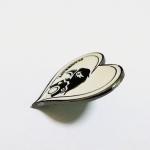 Heart Shape Semi Cloisonne Lapel Pins Cancer Care Organization Gun Metal Finish