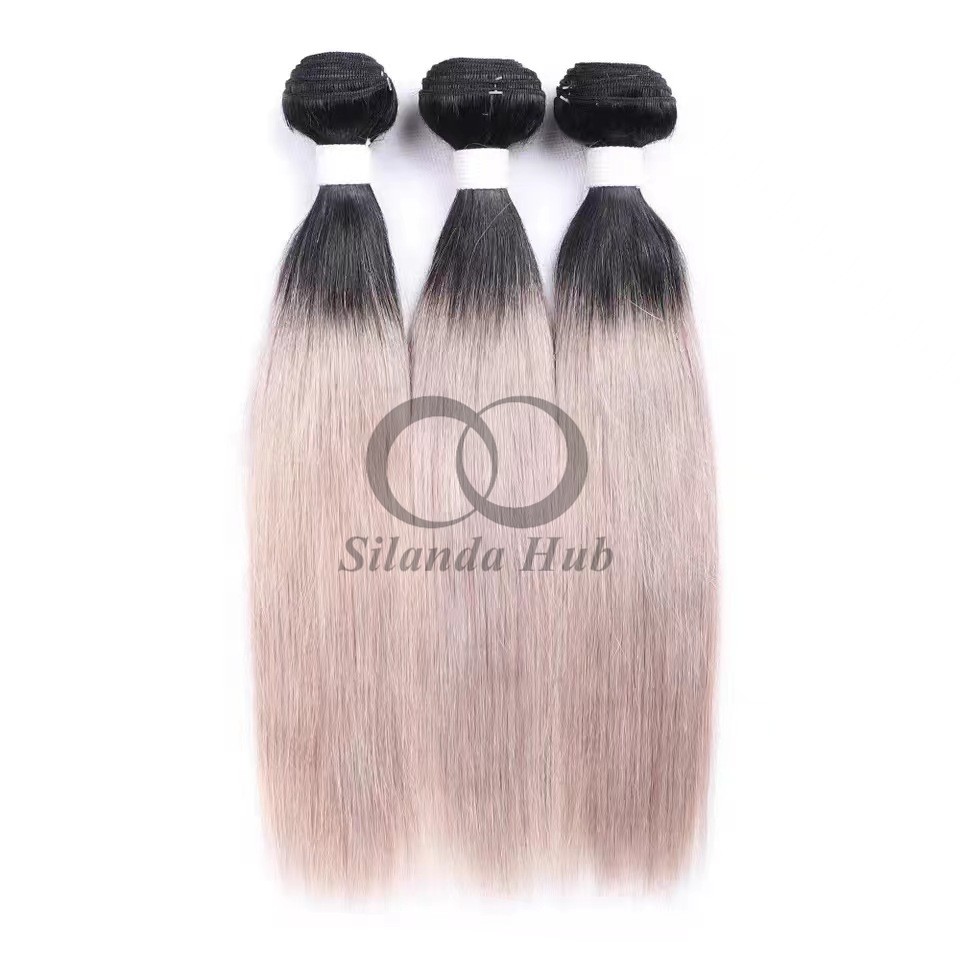 #T1B/Grey Straight Remy Human Hair Bundles Sew In Weave Bundles Brazilian Bundle Deals
