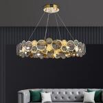 Modern chandelier lighting smoke gray glass round luxury crystal ceiling