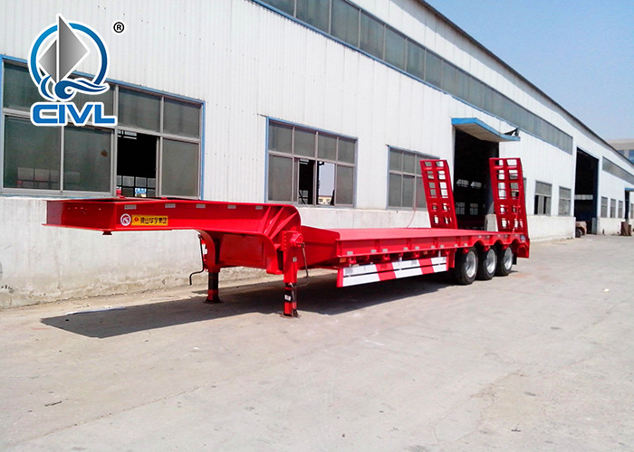 Flatbed Manual Semi Trailer Trucks 4 Axles With Four Double Air Chamber