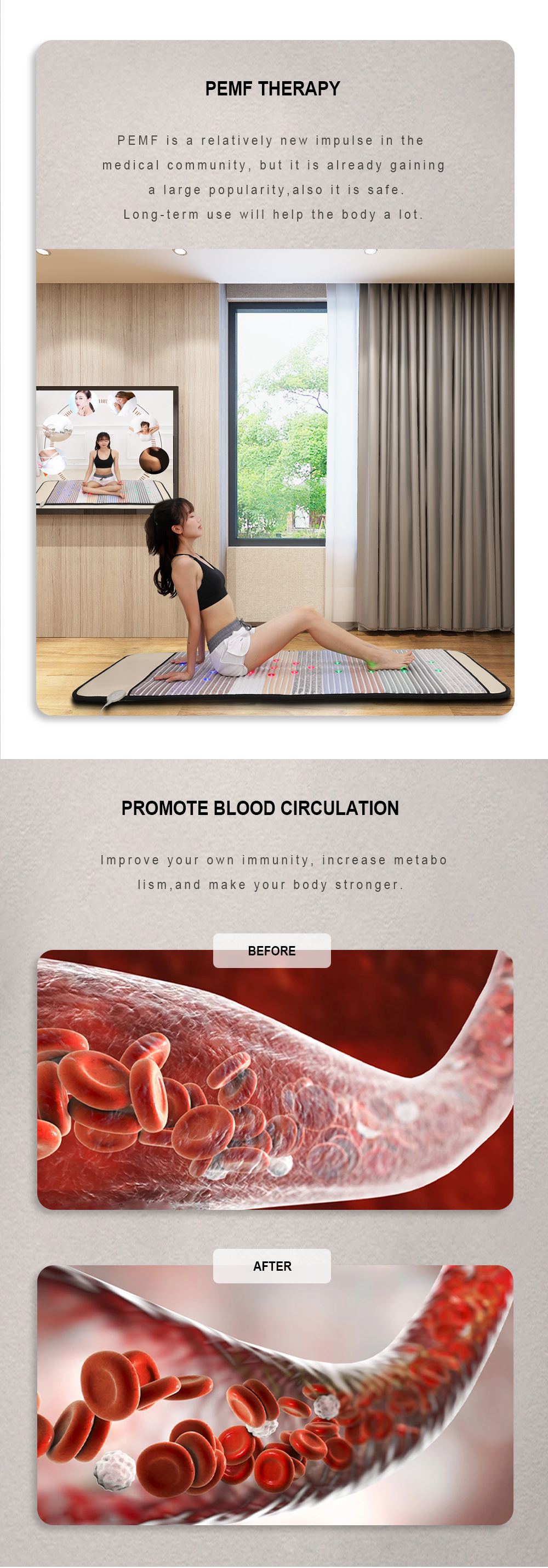 Body Healing Crystal Far Infrared Heating Mat Pad Pemf Amethyst Red Light Thermal