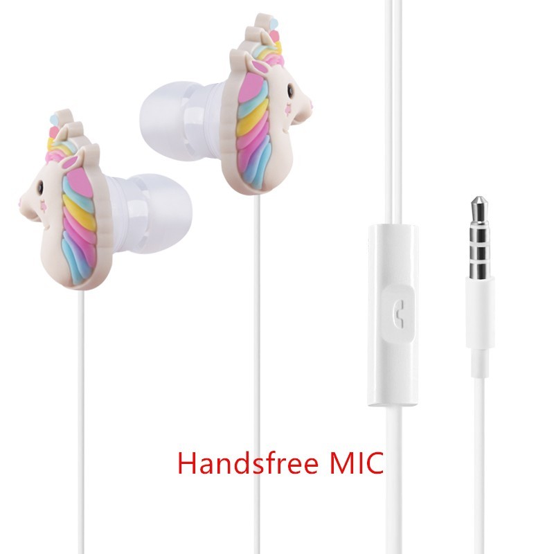PVC Customized Promotional Gifts Cartoon Unicorn Earphone Wired Stereo Animal Shaped