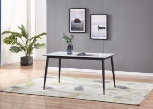 Quality Marble Material 90cm 50kgs Black Metal Leg Dining Table wholesale