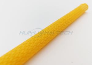 Quality Yellow PET Braided Sleeving , Flame Proof Wrap Around Braided Sleeving wholesale