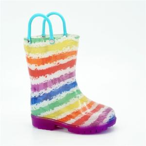 Quality PVC Rainbow Light Up Rain Boots , Reusable Slip Resistant Rubber Boots wholesale