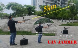 Quality Backpack Military Drone Jammer Single Person Operated 5km Distance wholesale