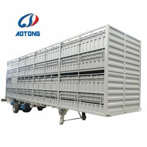 Quality Double Deck 3-axle Steel Animal Transport Storehouse Bars Semi Trailer Superior Design wholesale
