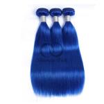 Blue Straight Remy Human Hair Bundles Sew In Weave Bundles Brazilian Bundle