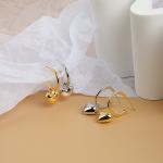 925 Sterling Silver Heart Shape Women Girl Hoop Earrings Brazilian Gold Plated