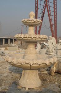 Quality 3 Tier Flower Carved Stone Marble Water Standing Fountain wholesale